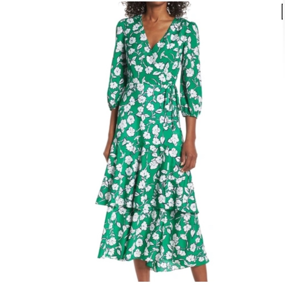 Eliza J Green Faux Wrap Dress